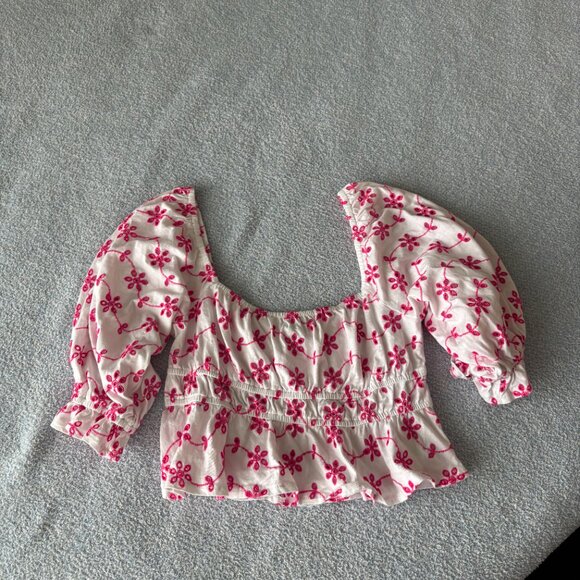 ASOS White and Pink Eyelet Top - Picture 3 of 5